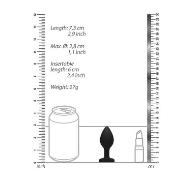 Gładki korek analny zatyczka plug czarny 7,5cm